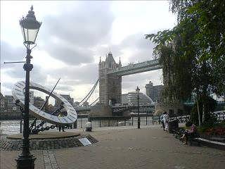 View of Tower Bridge from St Katharine's Dock, London