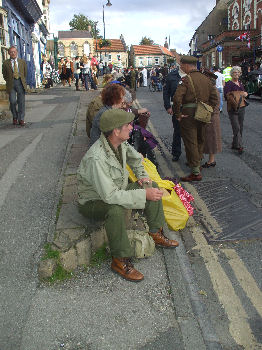 Sitting in the street at the Pickering 1940s weekend