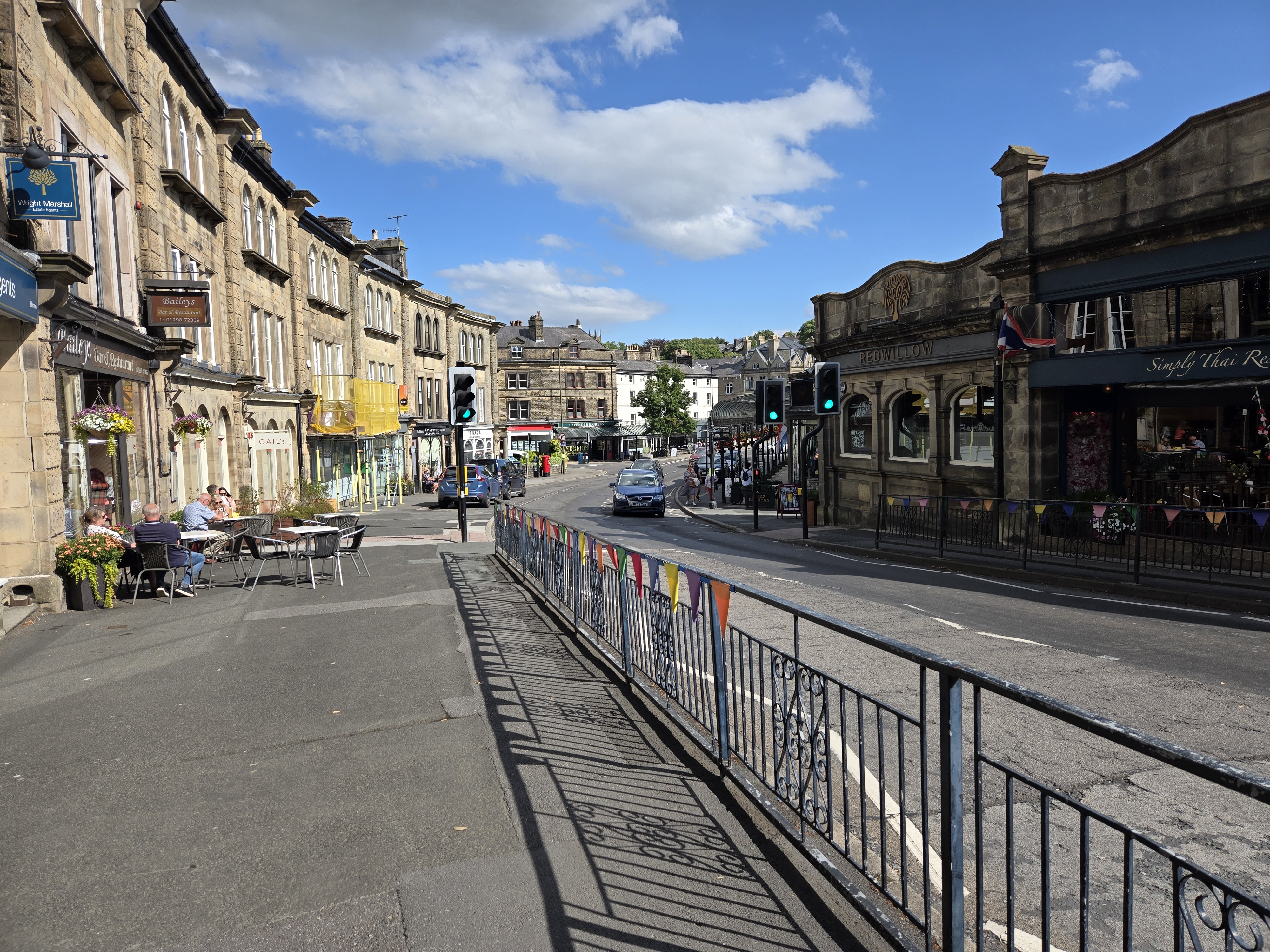 Street with elegant terrace