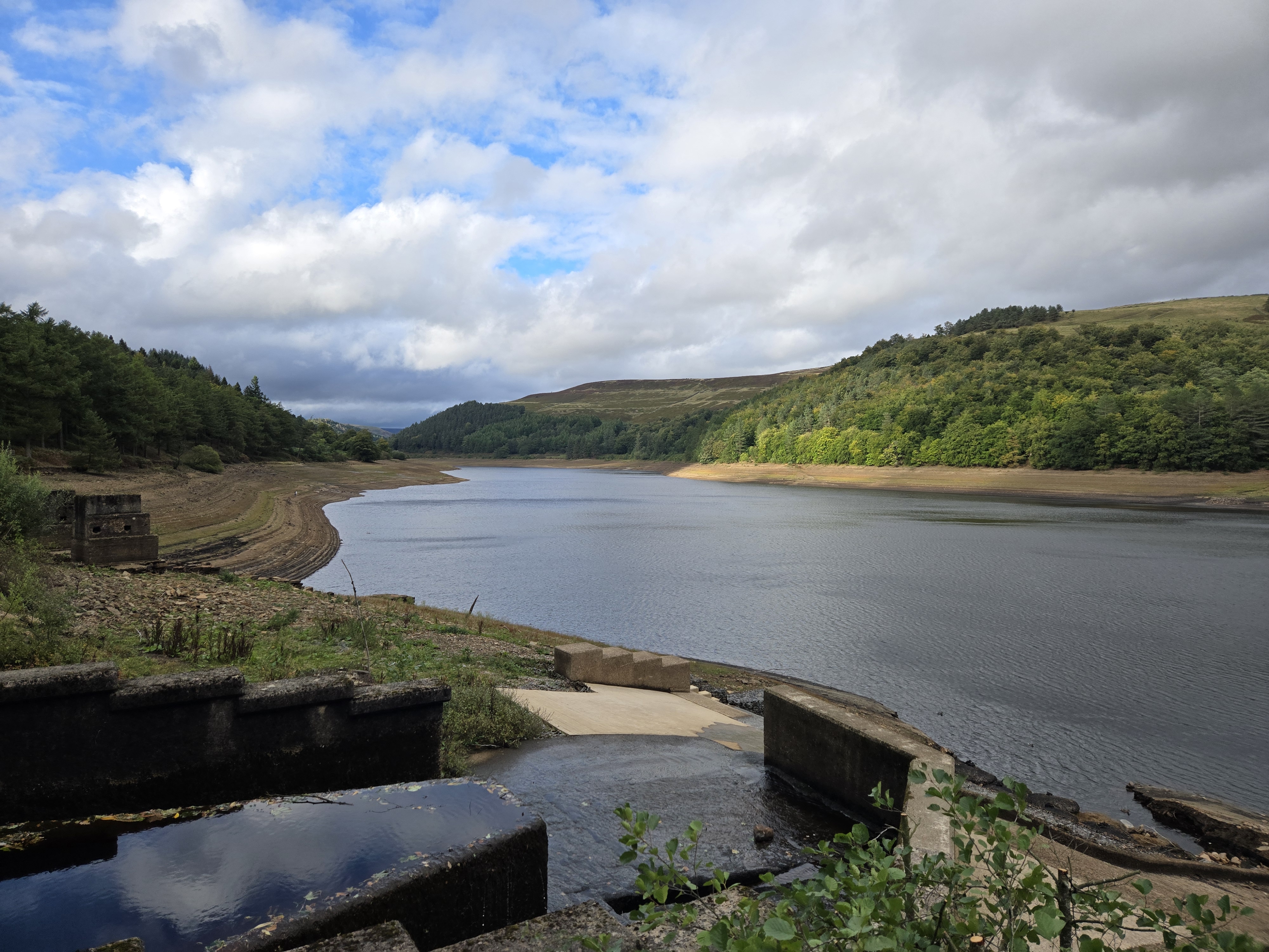 reservoir with hills behind