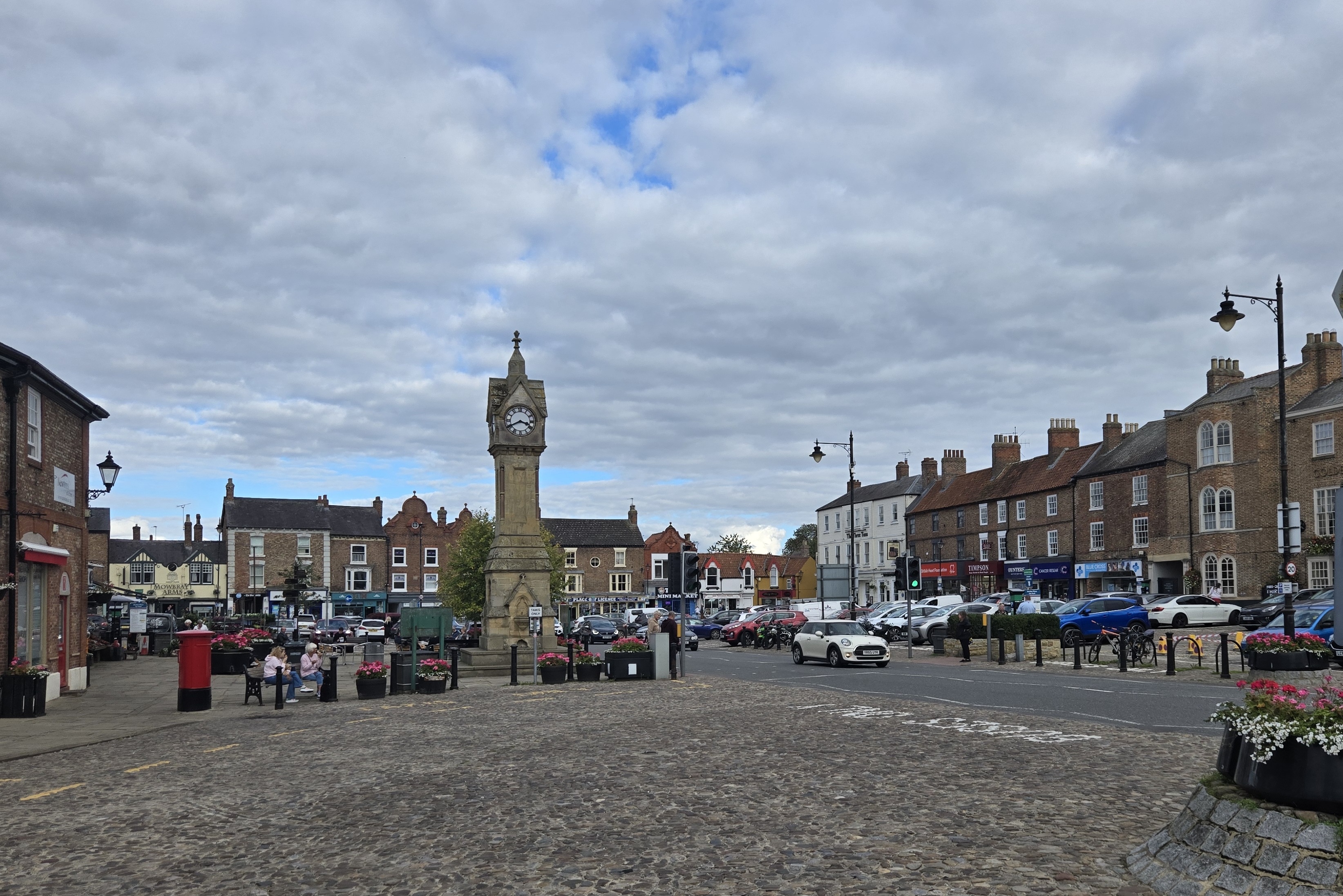 Market square with clock tower in Thirsk